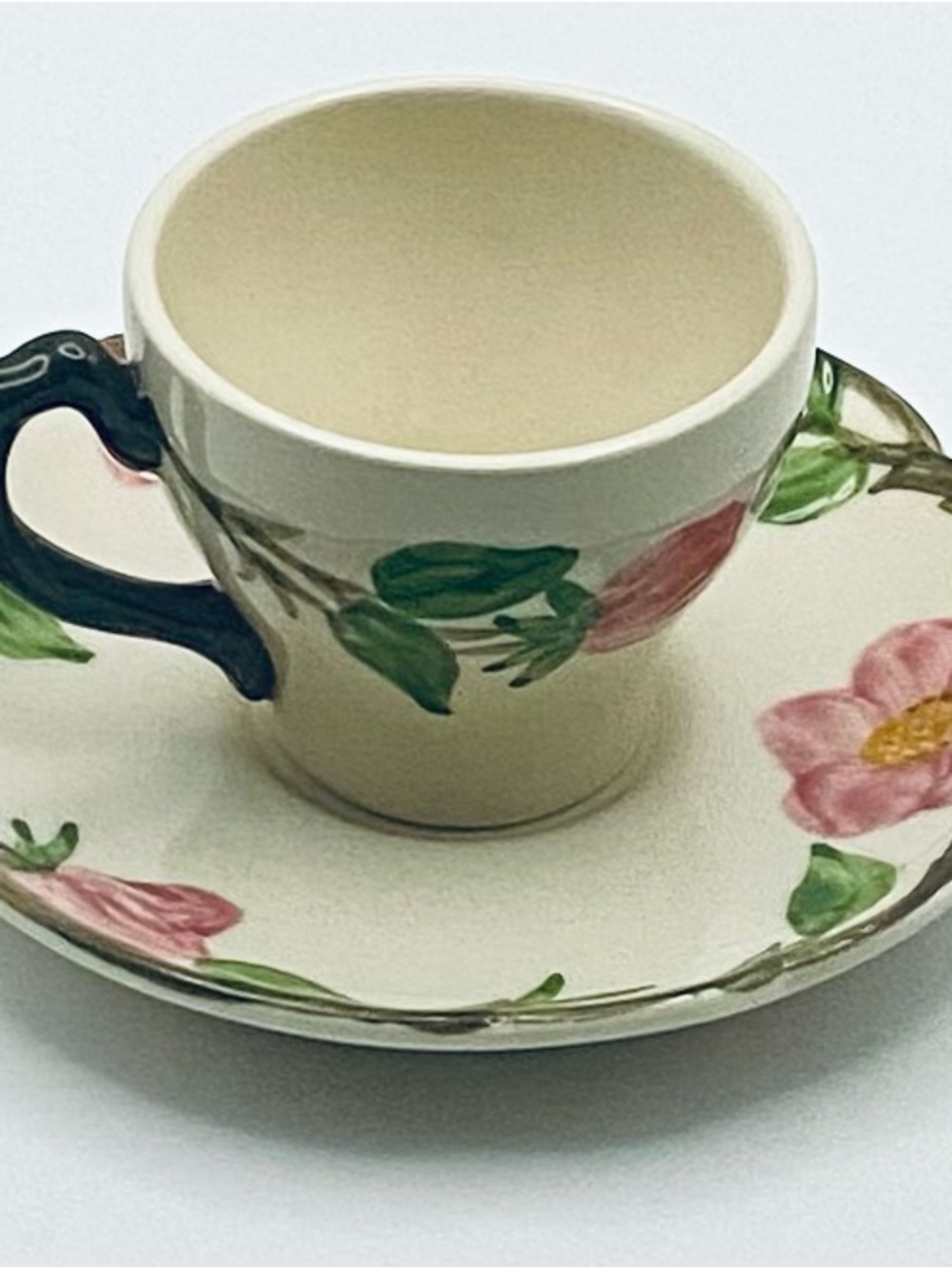 Hand-Painted Franciscan Desert Rose Demitasse Cup and Saucer